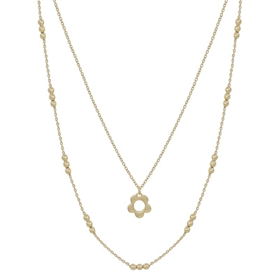 Gold Triple Dot Flower Necklace Set
