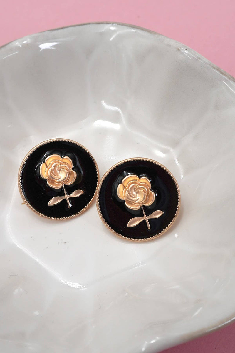 Gold Rose Stud Earrings