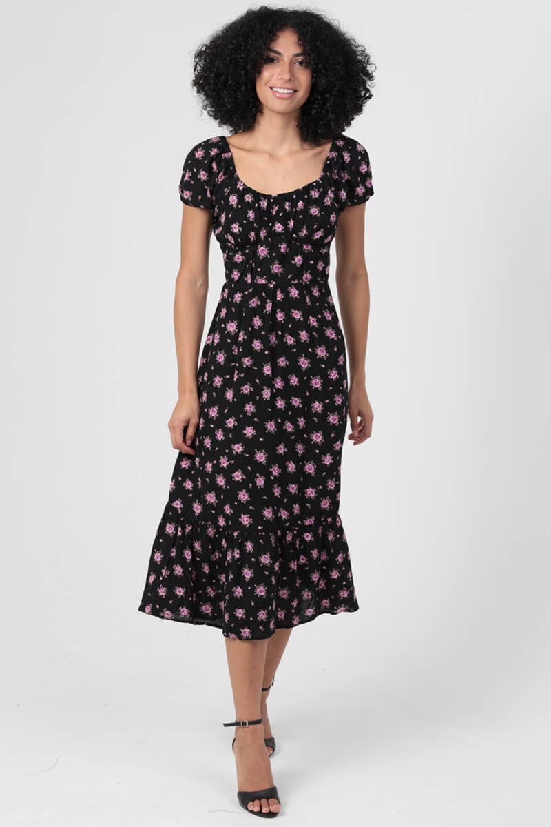 Pink Peony Midi Dress