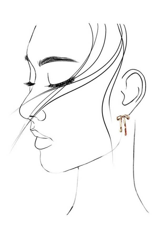 Long Bow Gold Earrings