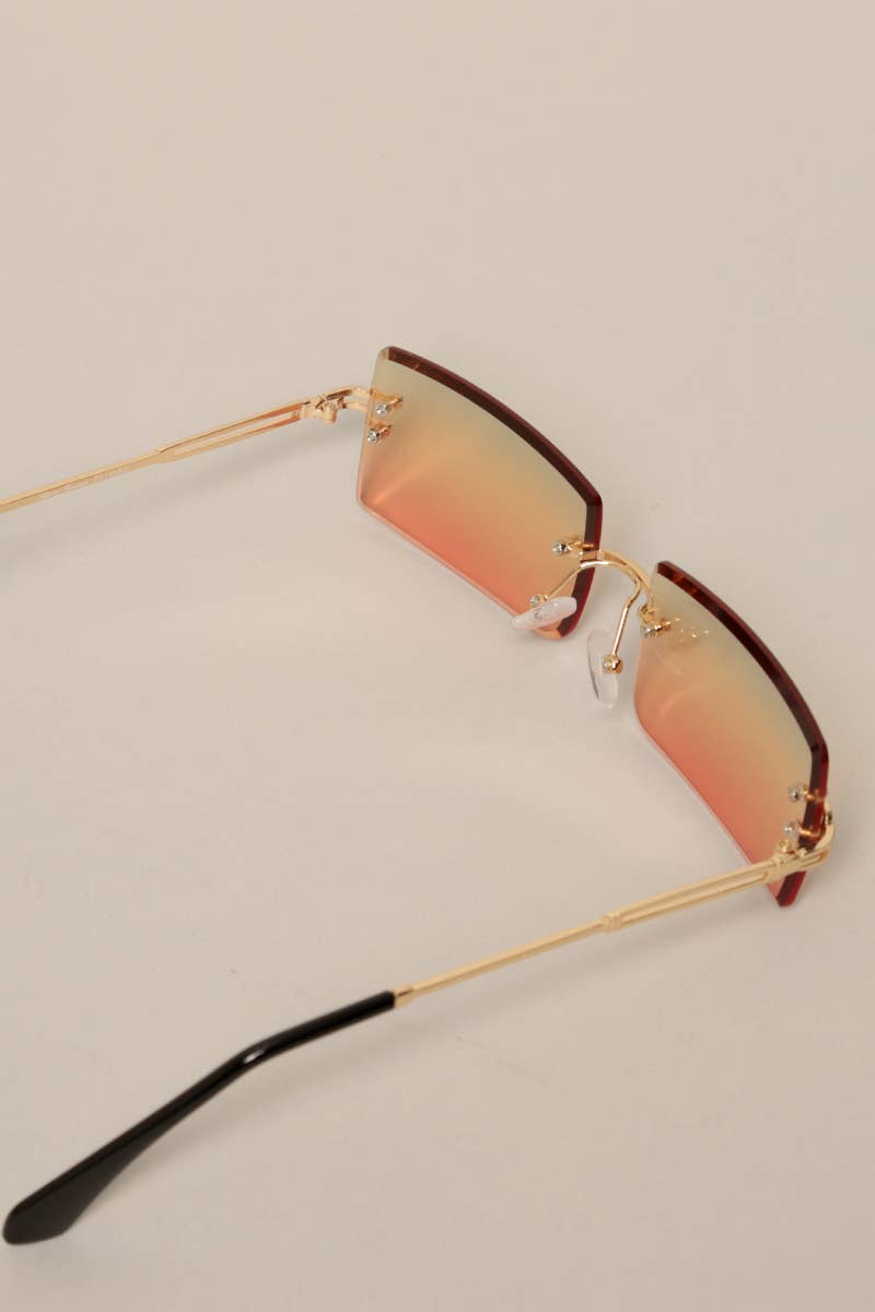 Unisex Rimless Tinted Lens Square Sunglasses: One Size / 12 ASSORTED COLOR
