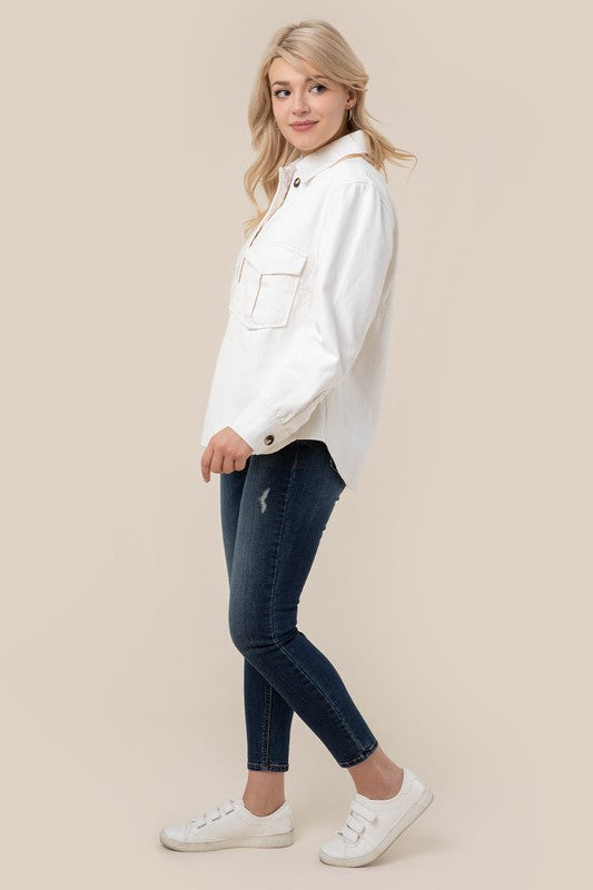 White Denim Shacket