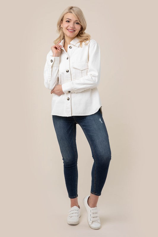 White Denim Shacket