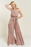 Curvy Elastic Strap Tiered Jumpsuit