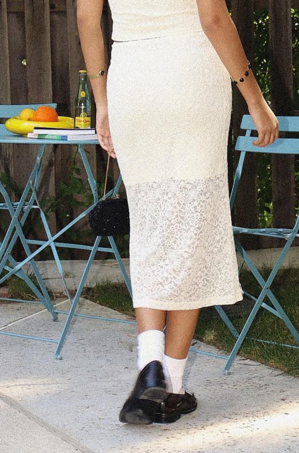 Ivory Lace Midi Skirt