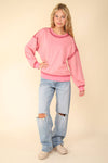 Rose Contrast Spray Sweater