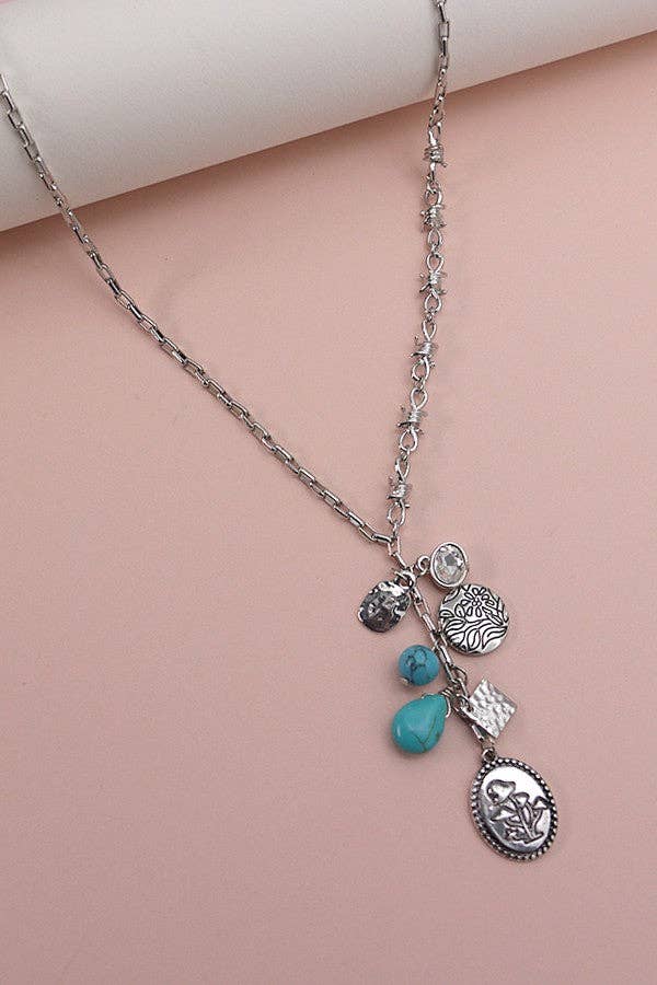 Boho Silver Charm Necklace