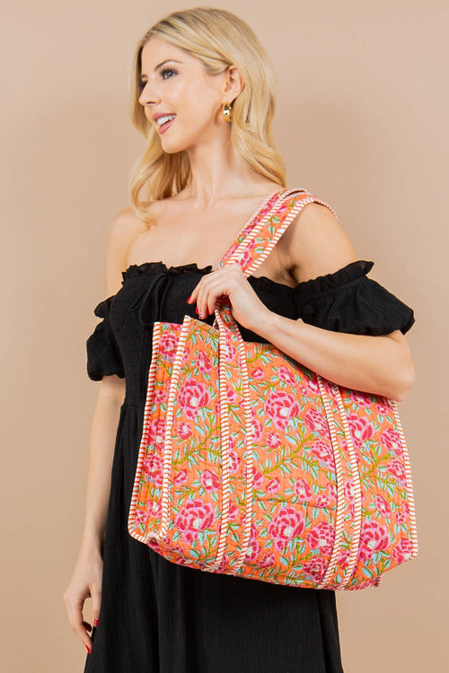 Orange Peony Tote Bag