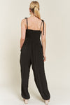 Curvy Smocked Tie Jumpsuit