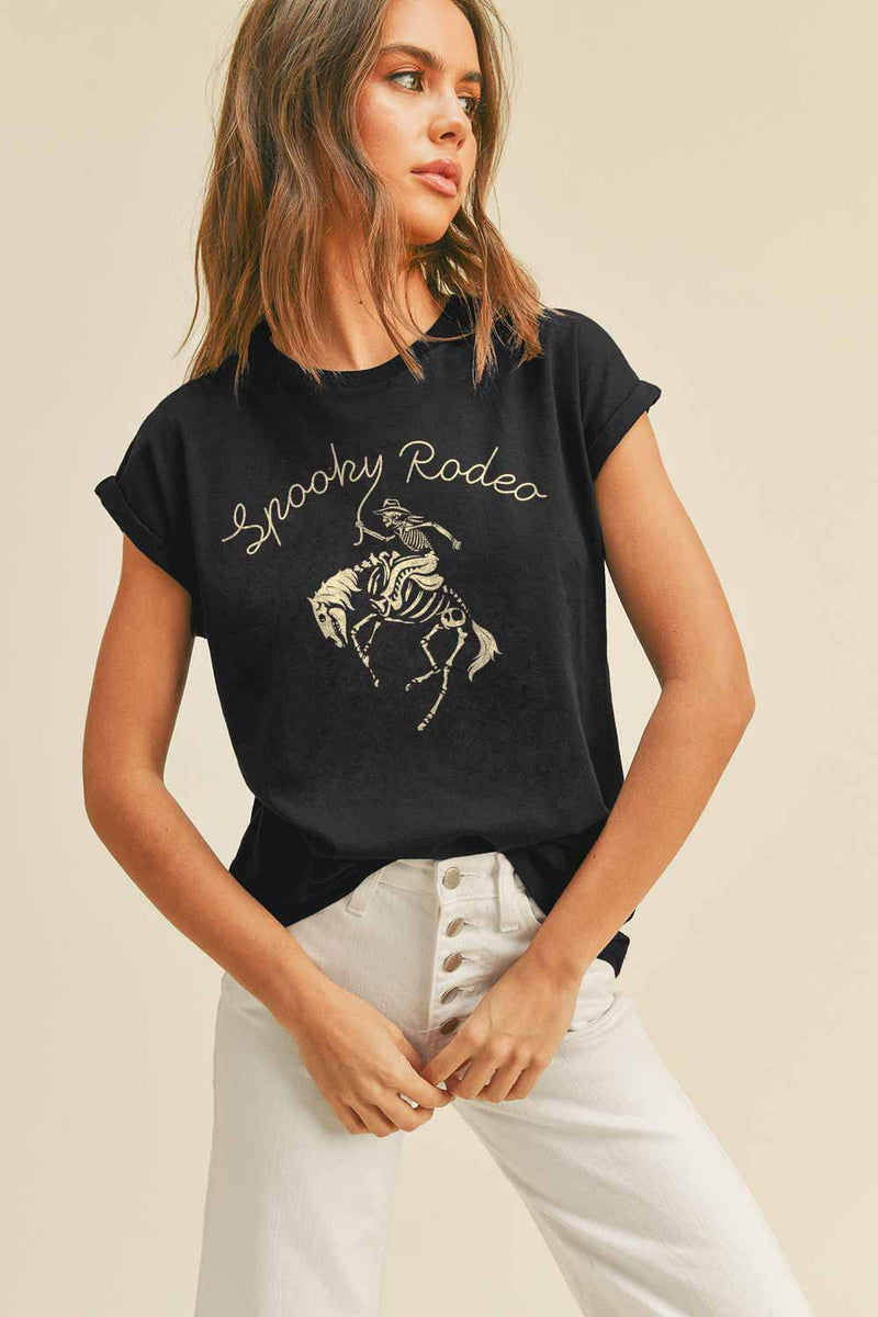 Spooky Rodeo Roll Up Sleeve Top