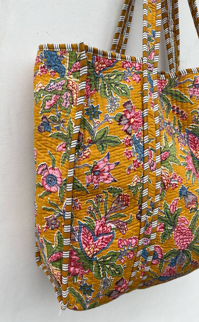 Gold Botanical Tote Bag