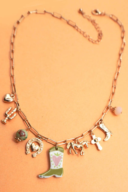 Western Boot Charm Necklace