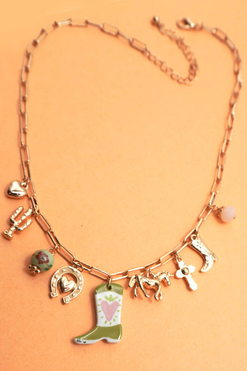 Western Boot Charm Necklace