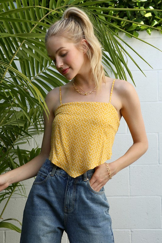 Yellow Floral Tie Tank
