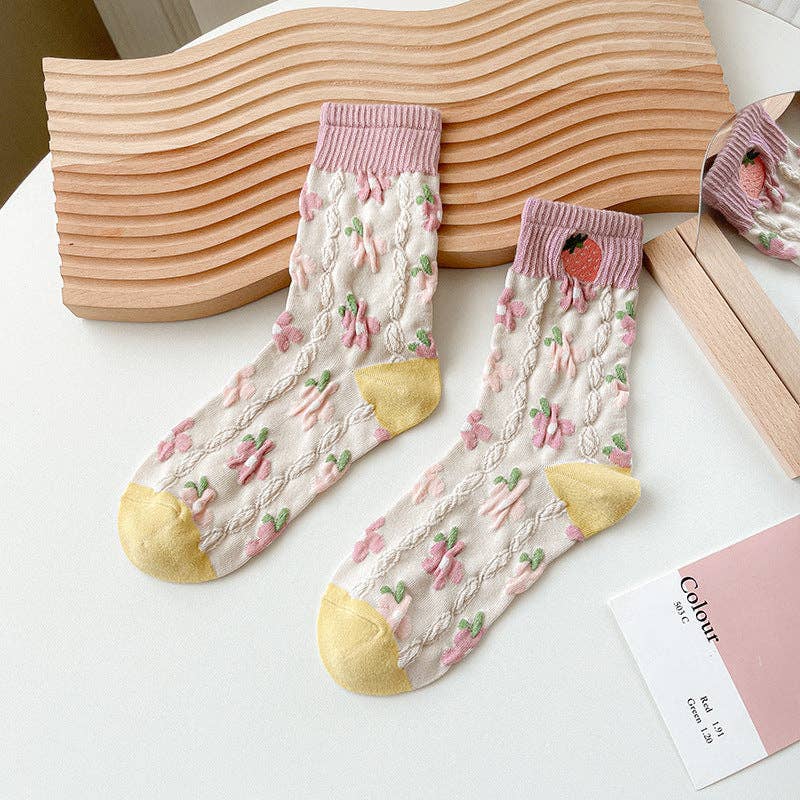 Strawberry Floral Socks