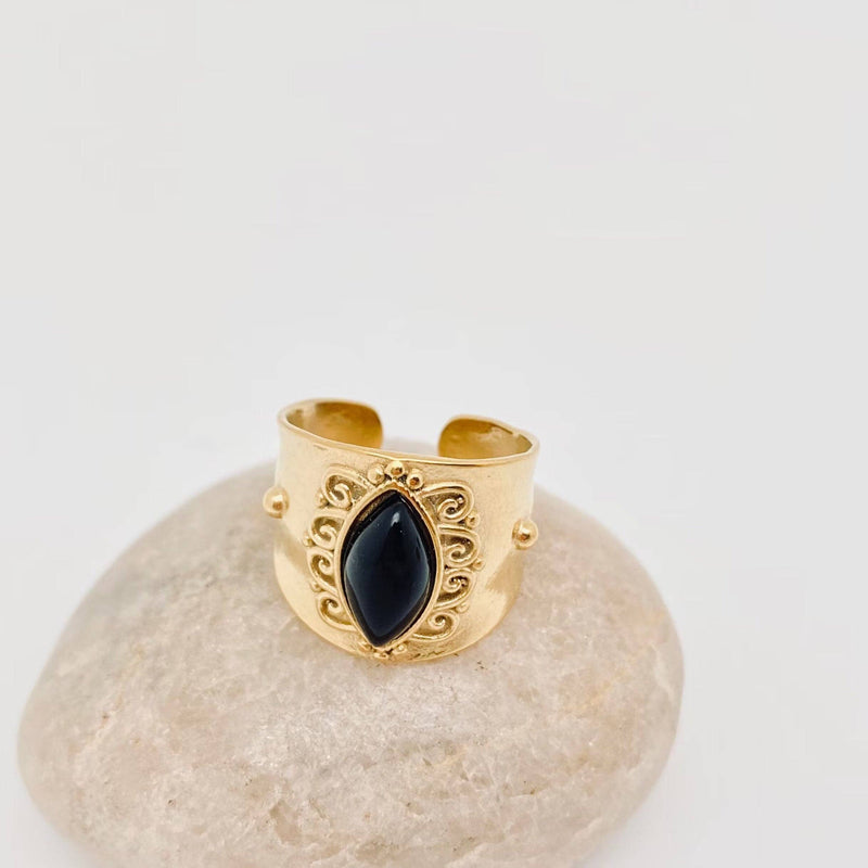 Vintage Obsidian Stone Ring