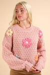 Curvy Blush Flower Sweater