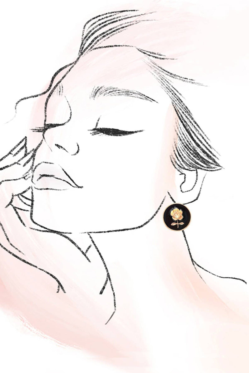 Gold Rose Stud Earrings