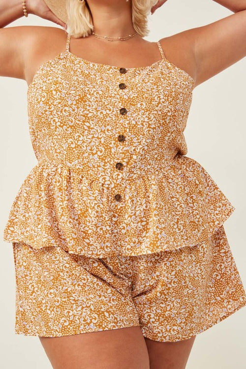 Curvy Mustard Floral Romper