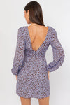 Deep V-Neck Lavender Floral Dress