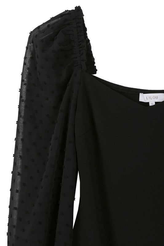 Black Polka Dot Long Sleeve Bodysuit