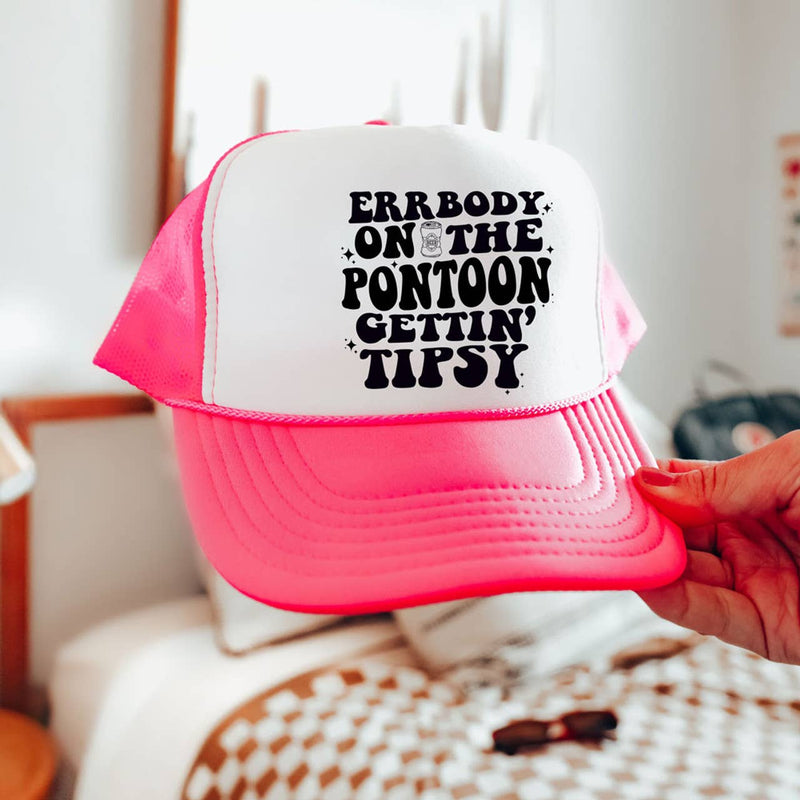 Everybody On The Pontoon Gettin' Tipsy Neon Pink Foam hat